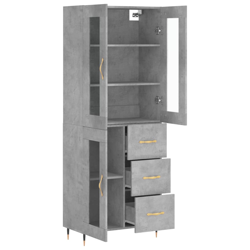 vidaXL Witrynka, szarość betonu 69,5x34x180 cm materiał drewnopochodny