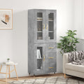 vidaXL Witrynka, szarość betonu 69,5x34x180 cm materiał drewnopochodny