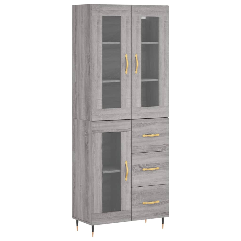 vidaXL Witrynka szary dąb sonoma 69,5x34x180cm materiał drewnopochodny