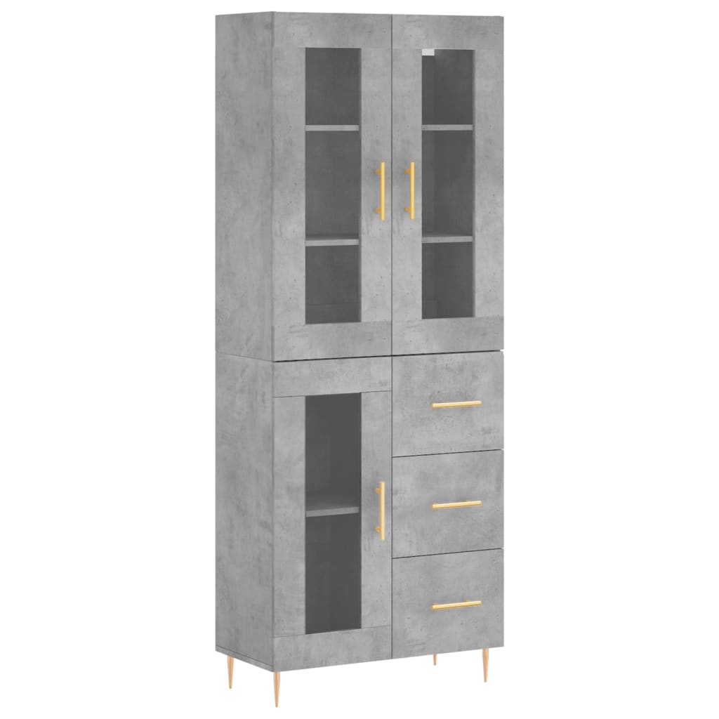 vidaXL Witrynka, szarość betonu 69,5x34x180 cm materiał drewnopochodny