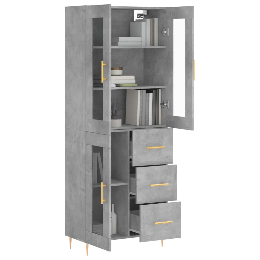 vidaXL Witrynka, szarość betonu 69,5x34x180 cm materiał drewnopochodny