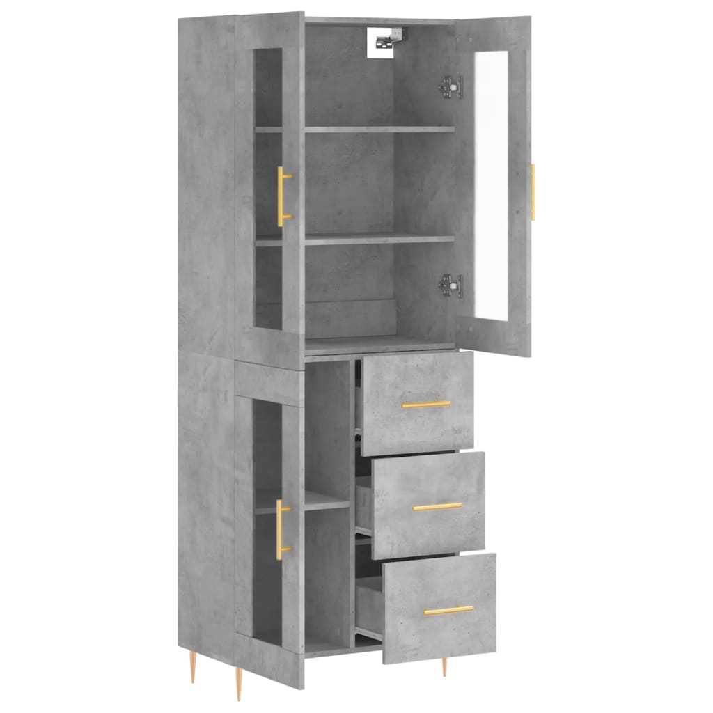 vidaXL Witrynka, szarość betonu 69,5x34x180 cm materiał drewnopochodny