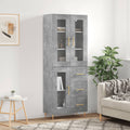 vidaXL Witrynka, szarość betonu 69,5x34x180 cm materiał drewnopochodny