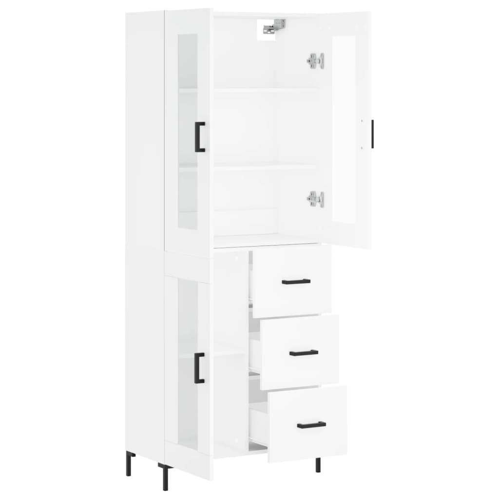 vidaXL Witrynka, biała, 69,5x34x180 cm, materiał drewnopochodny