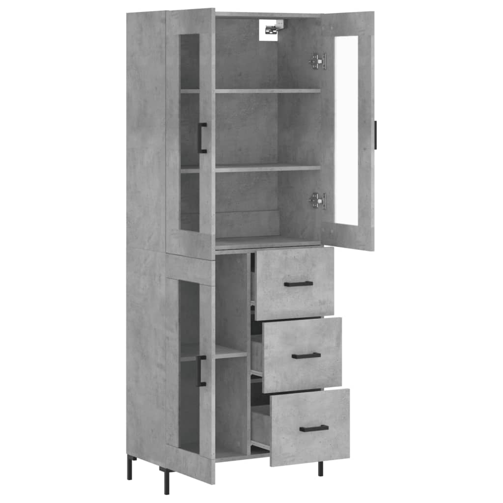 vidaXL Witrynka, szarość betonu 69,5x34x180 cm materiał drewnopochodny