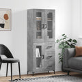 vidaXL Witrynka, szarość betonu 69,5x34x180 cm materiał drewnopochodny