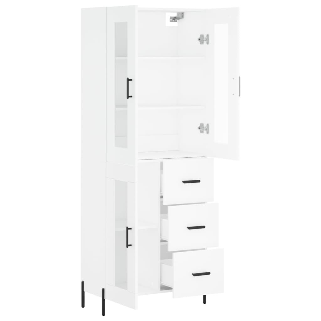 vidaXL Witrynka, biała, 69,5x34x180 cm, materiał drewnopochodny