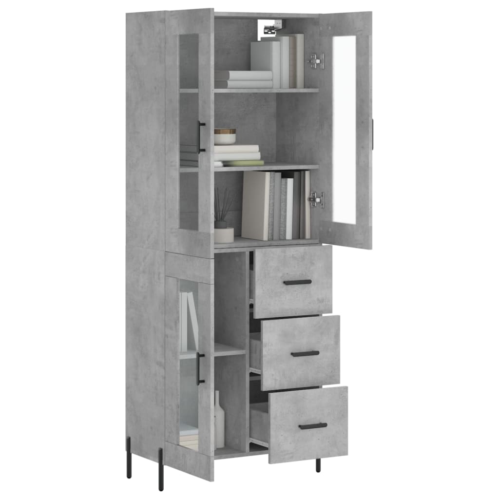 vidaXL Witrynka, szarość betonu 69,5x34x180 cm materiał drewnopochodny