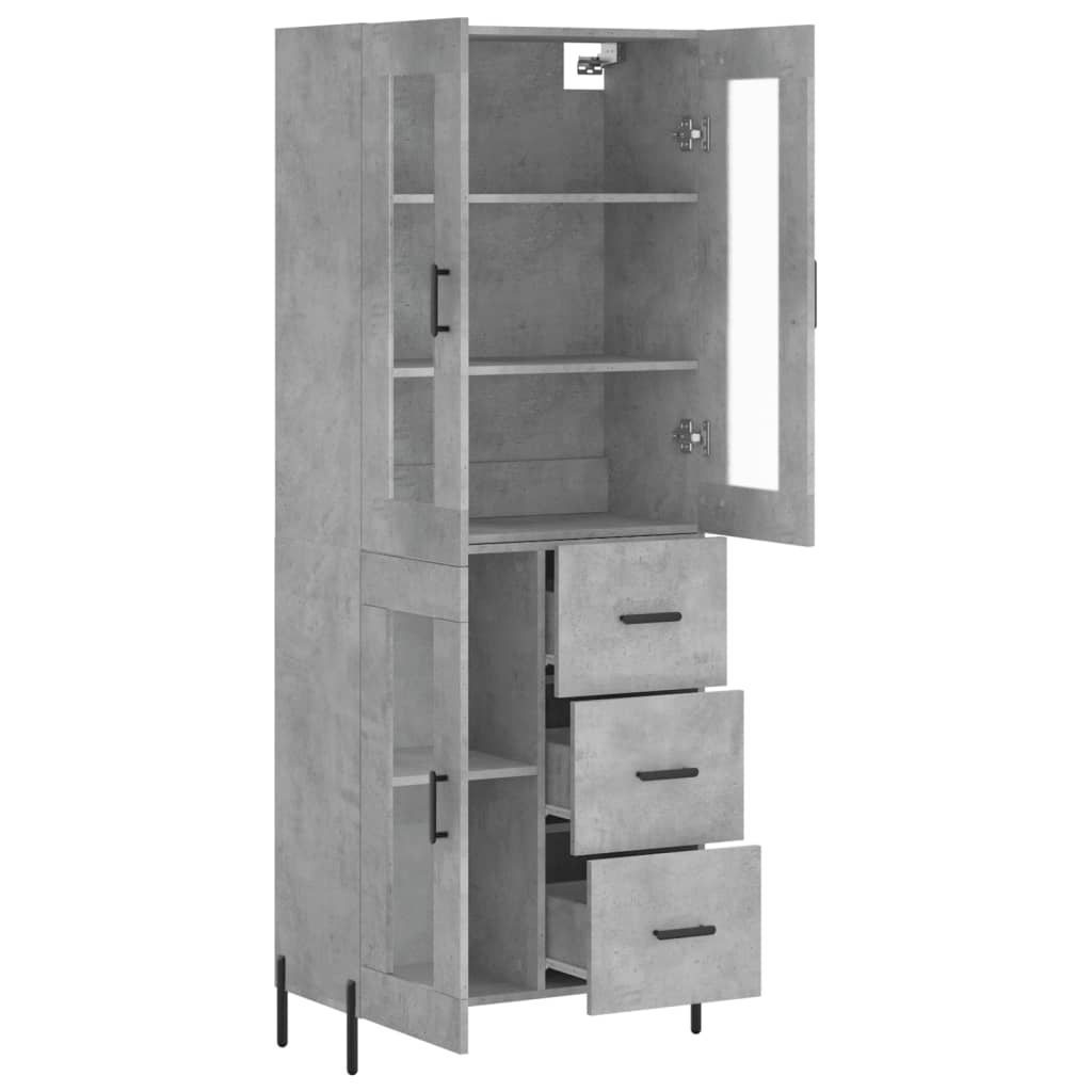 vidaXL Witrynka, szarość betonu 69,5x34x180 cm materiał drewnopochodny