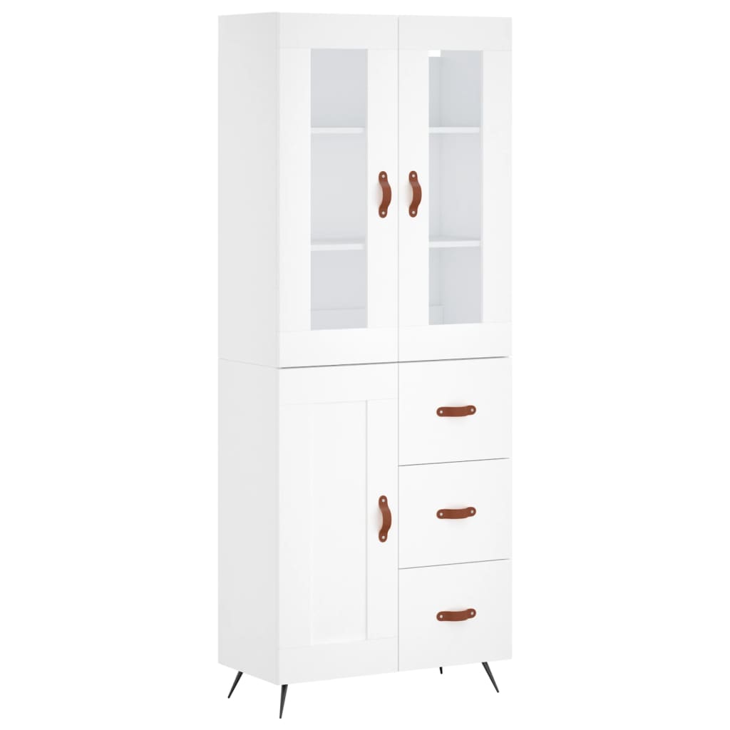 vidaXL Witrynka, biała, 69,5x34x180 cm, materiał drewnopochodny