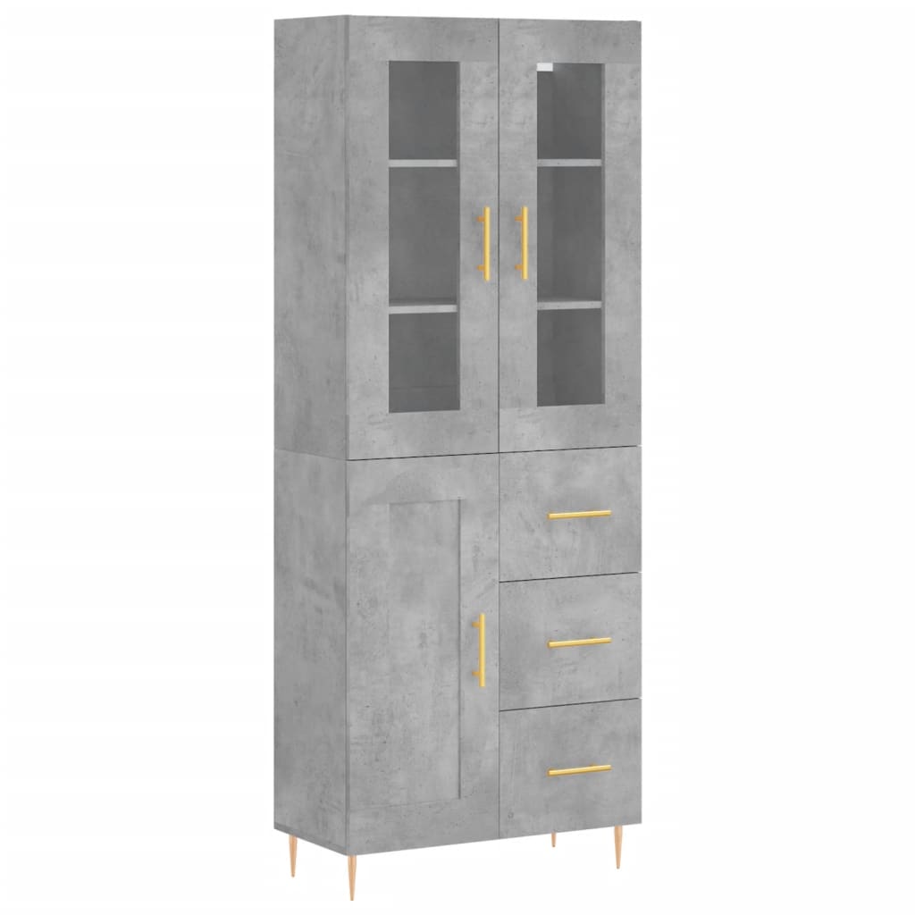 vidaXL Witrynka, szarość betonu 69,5x34x180 cm materiał drewnopochodny