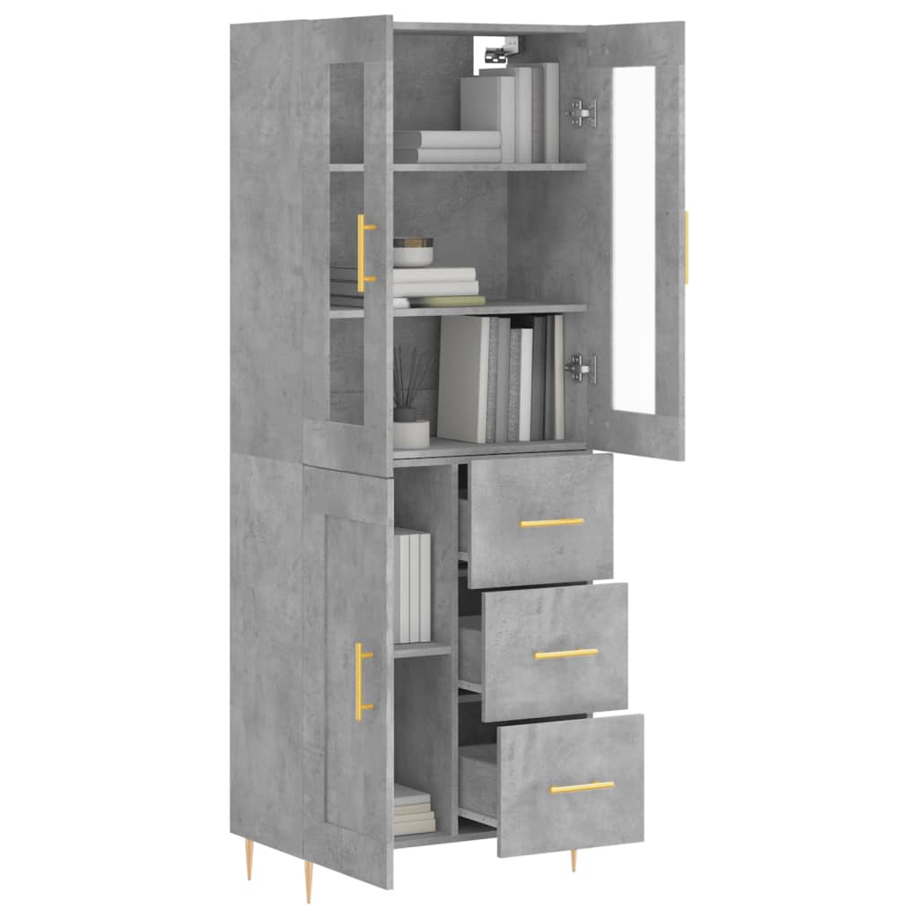 vidaXL Witrynka, szarość betonu 69,5x34x180 cm materiał drewnopochodny