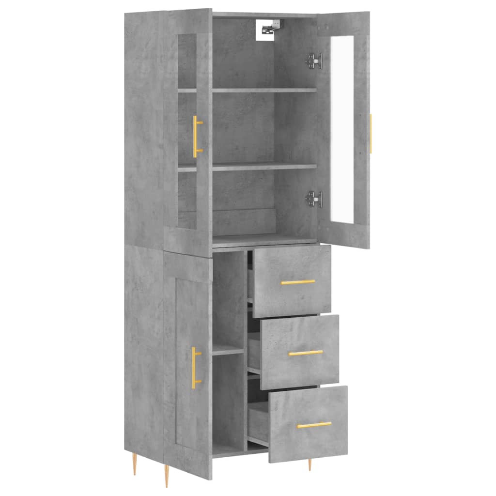 vidaXL Witrynka, szarość betonu 69,5x34x180 cm materiał drewnopochodny