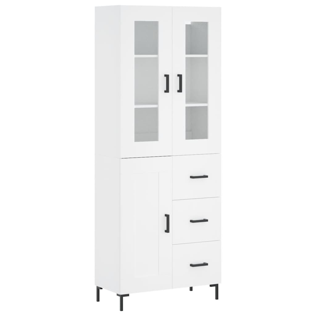 vidaXL Witrynka, biała, 69,5x34x180 cm, materiał drewnopochodny