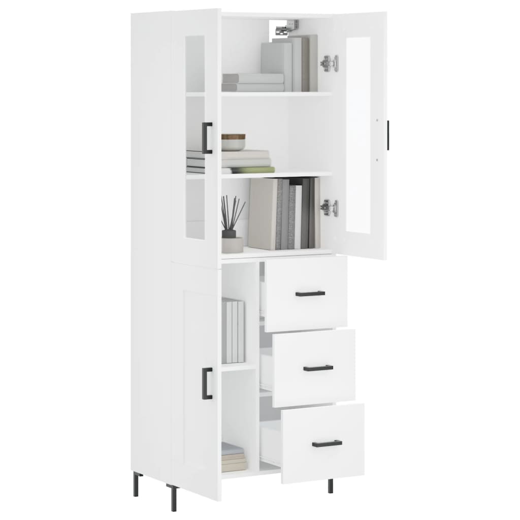 vidaXL Witrynka, biała, 69,5x34x180 cm, materiał drewnopochodny