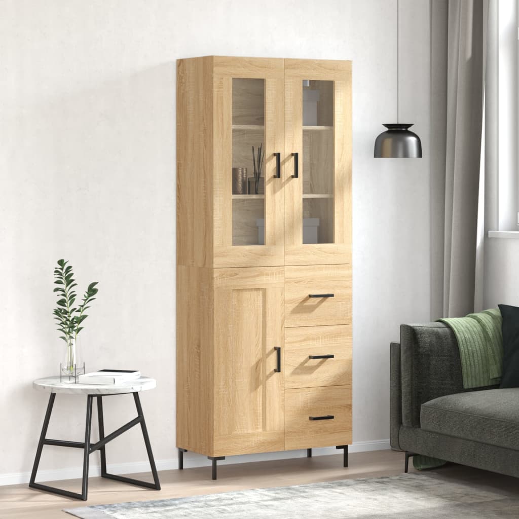 vidaXL Witrynka, dąb sonoma, 69,5x34x180 cm, materiał drewnopochodny