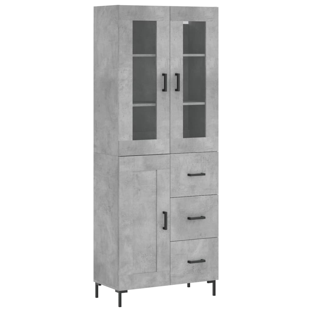 vidaXL Witrynka, szarość betonu 69,5x34x180 cm materiał drewnopochodny