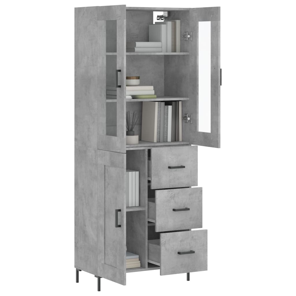 vidaXL Witrynka, szarość betonu 69,5x34x180 cm materiał drewnopochodny