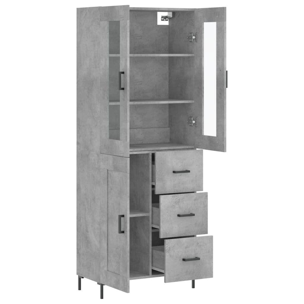 vidaXL Witrynka, szarość betonu 69,5x34x180 cm materiał drewnopochodny