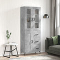 vidaXL Witrynka, szarość betonu 69,5x34x180 cm materiał drewnopochodny