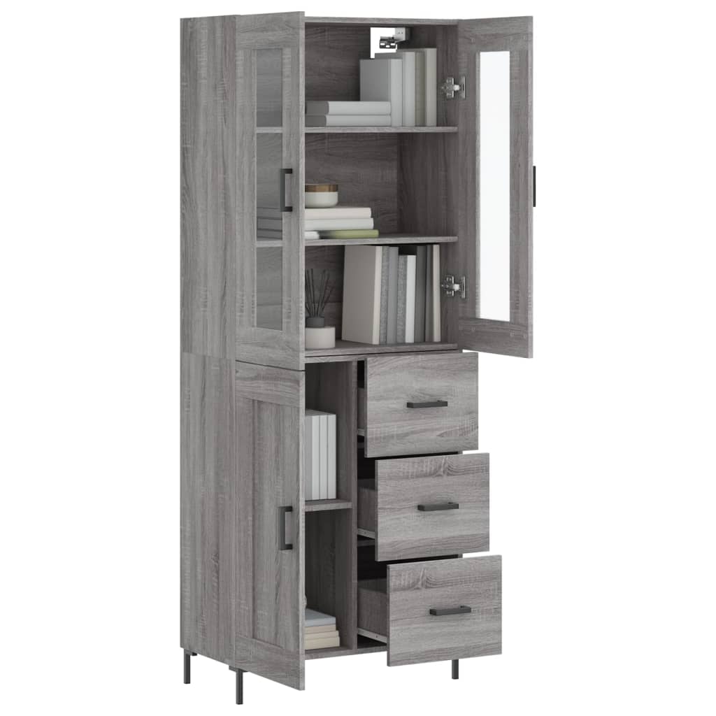 vidaXL Witrynka szary dąb sonoma 69,5x34x180cm materiał drewnopochodny