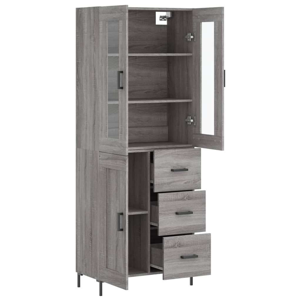 vidaXL Witrynka szary dąb sonoma 69,5x34x180cm materiał drewnopochodny