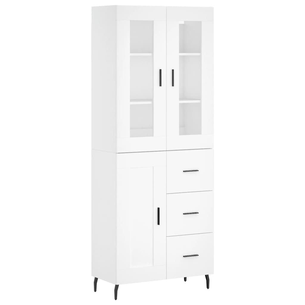 vidaXL Witrynka, biała, 69,5x34x180 cm, materiał drewnopochodny