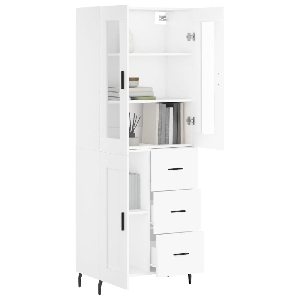 vidaXL Witrynka, biała, 69,5x34x180 cm, materiał drewnopochodny