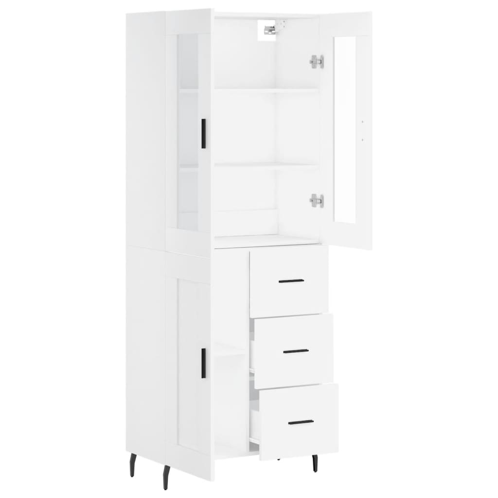 vidaXL Witrynka, biała, 69,5x34x180 cm, materiał drewnopochodny