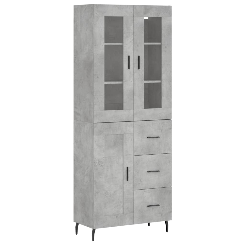 vidaXL Witrynka, szarość betonu 69,5x34x180 cm materiał drewnopochodny