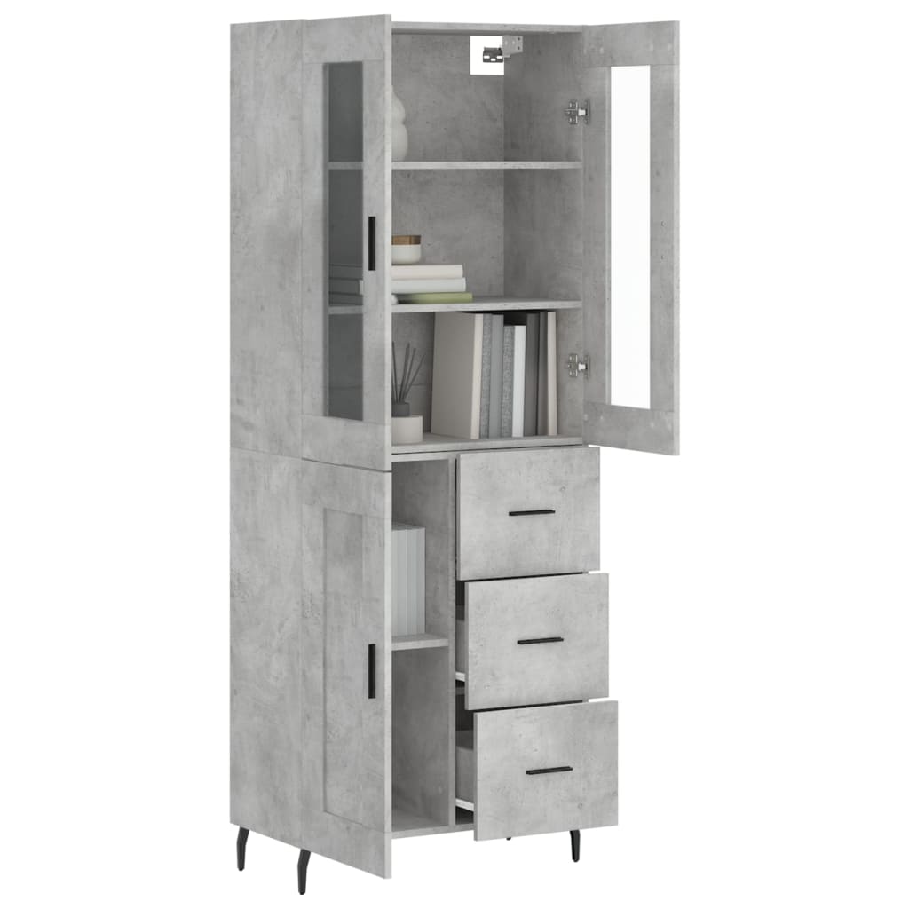 vidaXL Witrynka, szarość betonu 69,5x34x180 cm materiał drewnopochodny