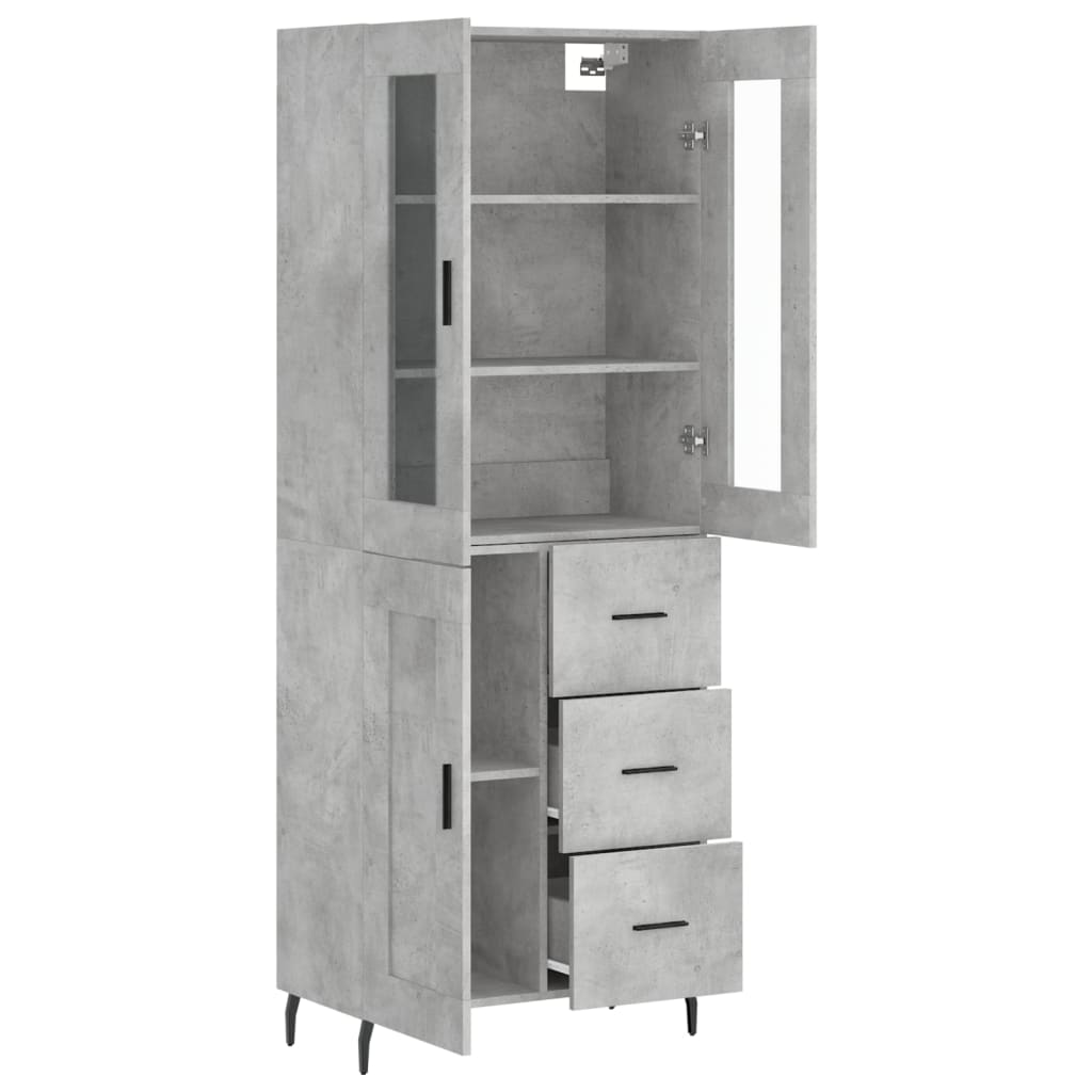 vidaXL Witrynka, szarość betonu 69,5x34x180 cm materiał drewnopochodny