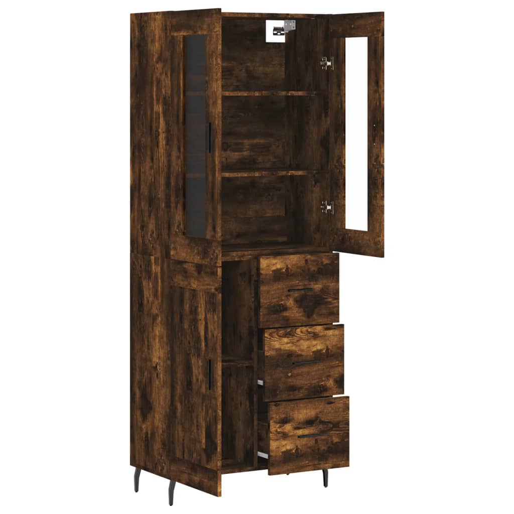 vidaXL Witrynka przydymiony dąb 69,5x34x180 cm materiał drewnopochodny