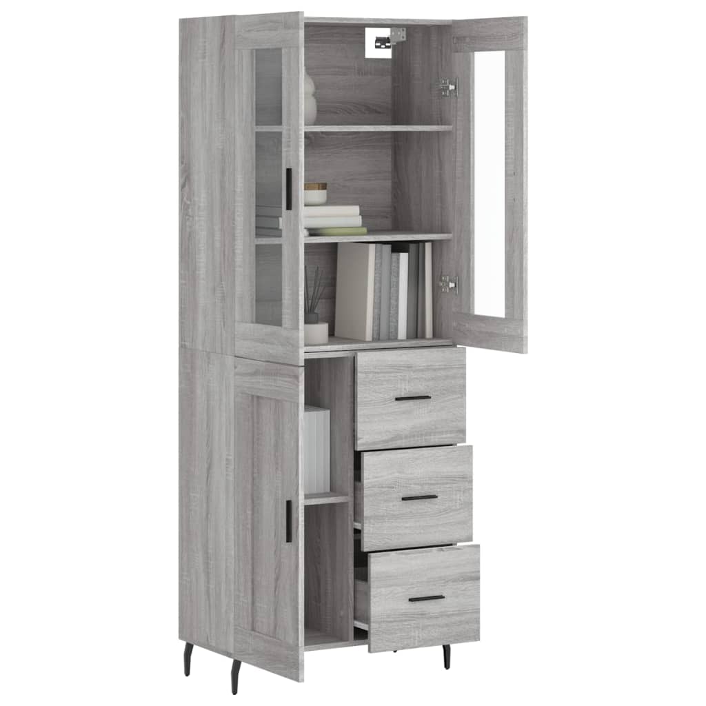 vidaXL Witrynka szary dąb sonoma 69,5x34x180cm materiał drewnopochodny