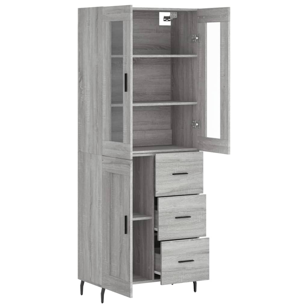 vidaXL Witrynka szary dąb sonoma 69,5x34x180cm materiał drewnopochodny