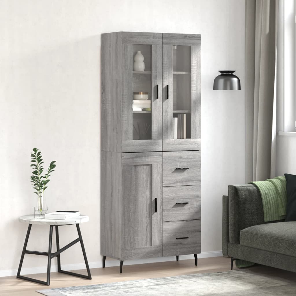 vidaXL Witrynka szary dąb sonoma 69,5x34x180cm materiał drewnopochodny