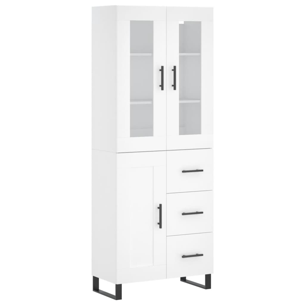 vidaXL Witrynka, biała, 69,5x34x180 cm, materiał drewnopochodny