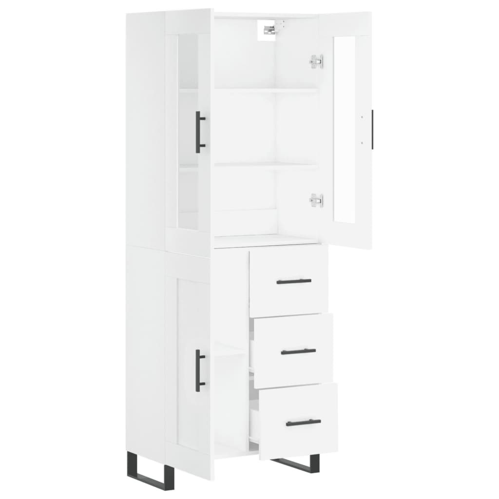vidaXL Witrynka, biała, 69,5x34x180 cm, materiał drewnopochodny