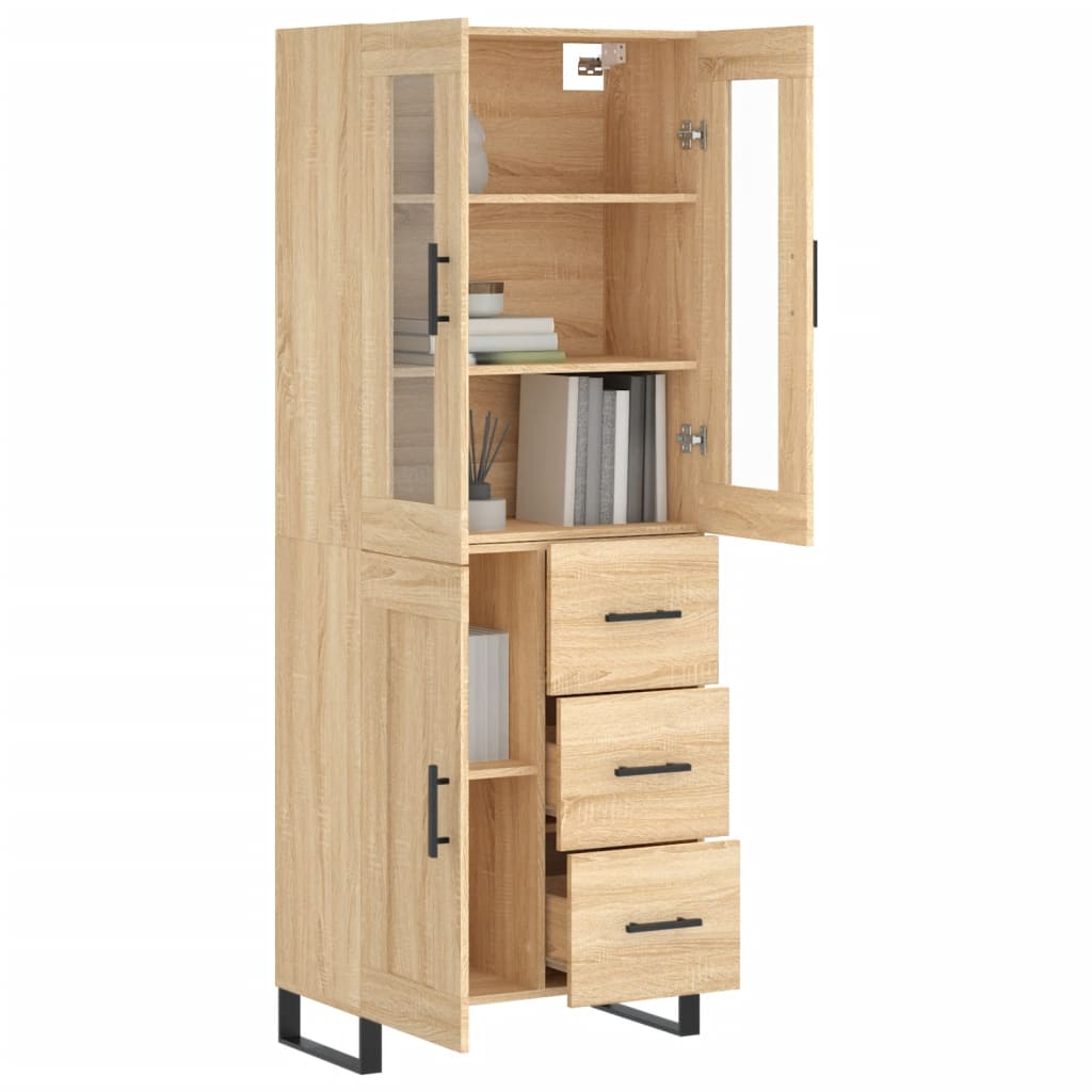 vidaXL Witrynka, dąb sonoma, 69,5x34x180 cm, materiał drewnopochodny