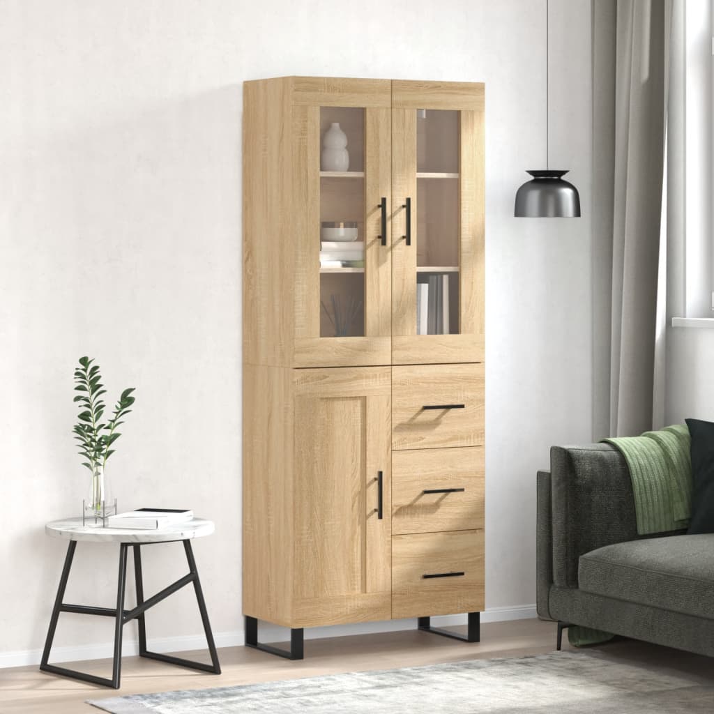 vidaXL Witrynka, dąb sonoma, 69,5x34x180 cm, materiał drewnopochodny