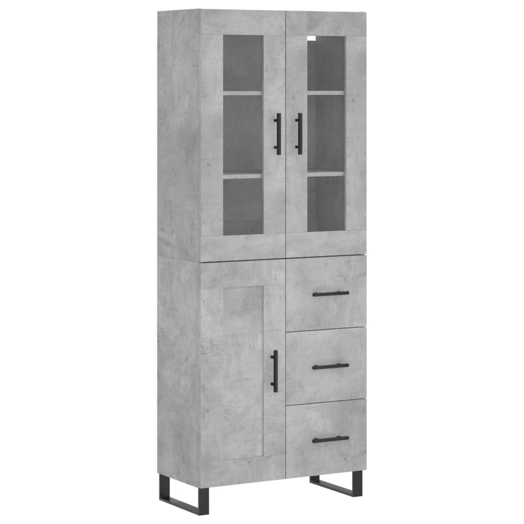 vidaXL Witrynka, szarość betonu 69,5x34x180 cm materiał drewnopochodny