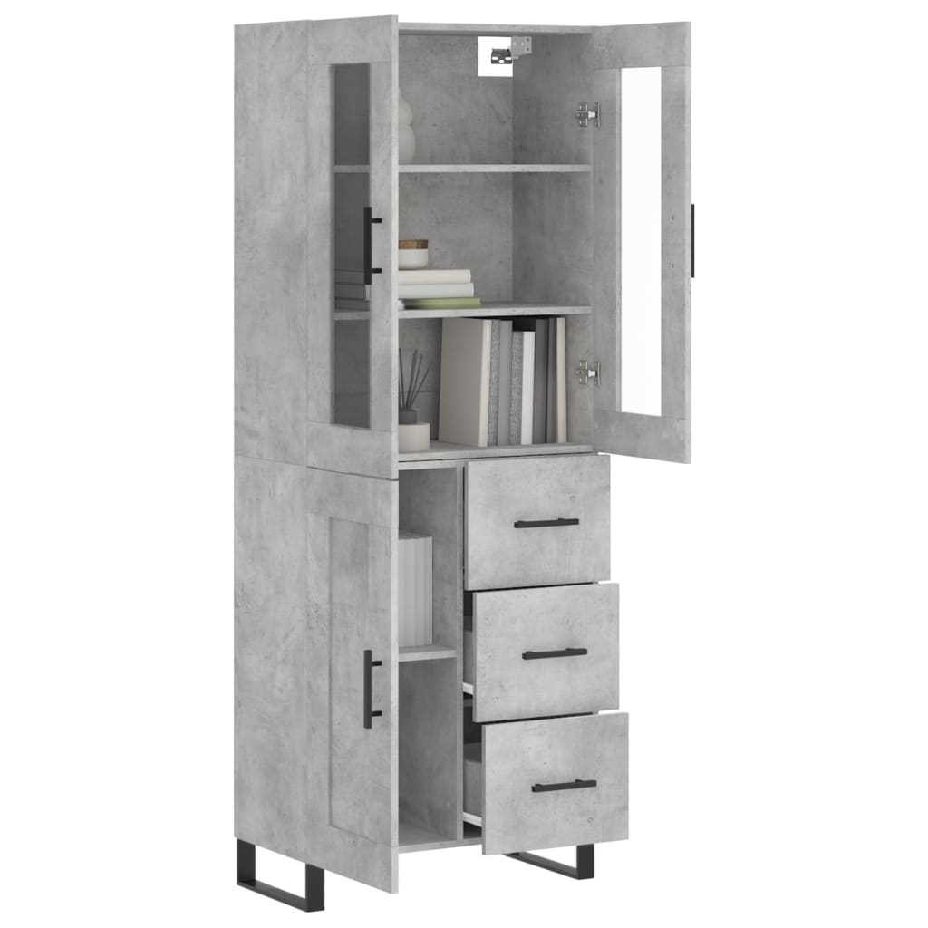 vidaXL Witrynka, szarość betonu 69,5x34x180 cm materiał drewnopochodny