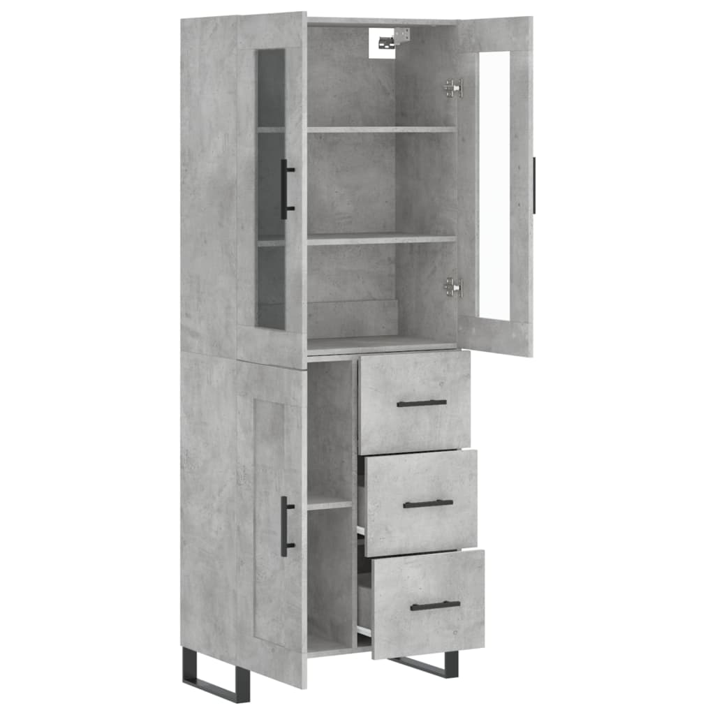 vidaXL Witrynka, szarość betonu 69,5x34x180 cm materiał drewnopochodny