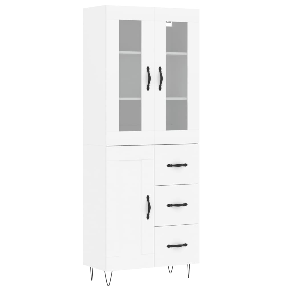 vidaXL Witrynka, biała, 69,5x34x180 cm, materiał drewnopochodny