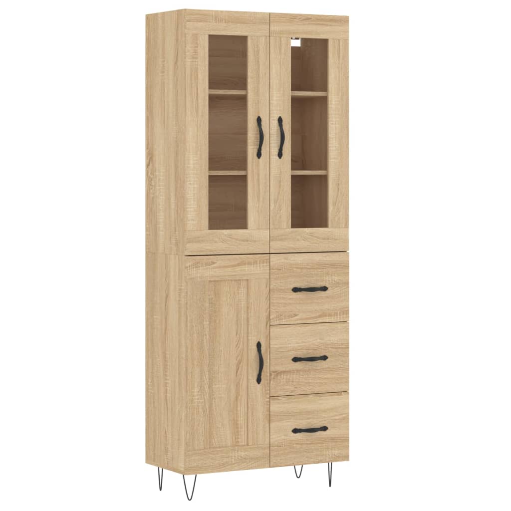 vidaXL Witrynka, dąb sonoma, 69,5x34x180 cm, materiał drewnopochodny