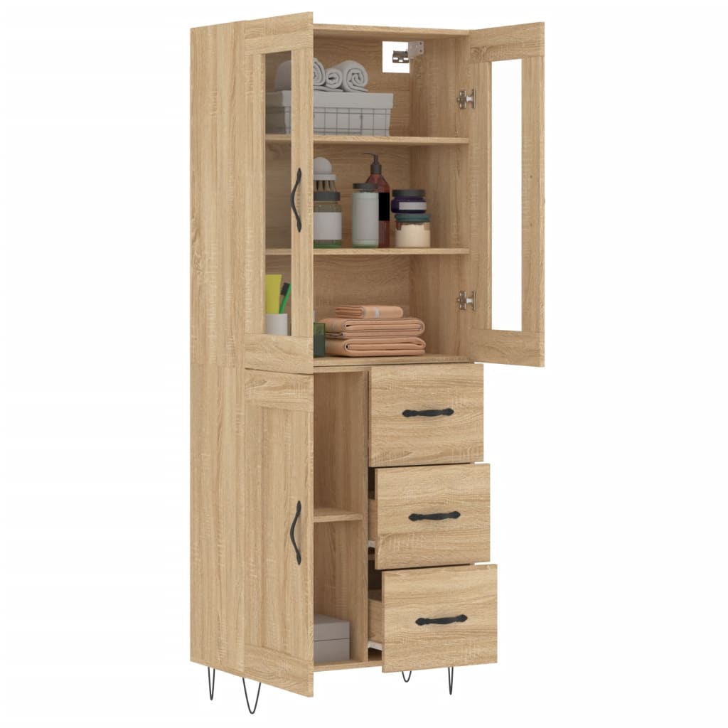 vidaXL Witrynka, dąb sonoma, 69,5x34x180 cm, materiał drewnopochodny