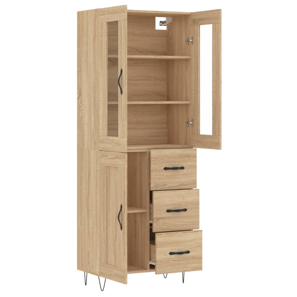 vidaXL Witrynka, dąb sonoma, 69,5x34x180 cm, materiał drewnopochodny