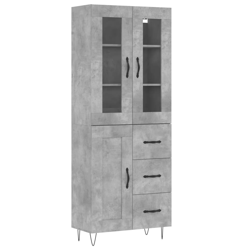vidaXL Witrynka, szarość betonu 69,5x34x180 cm materiał drewnopochodny