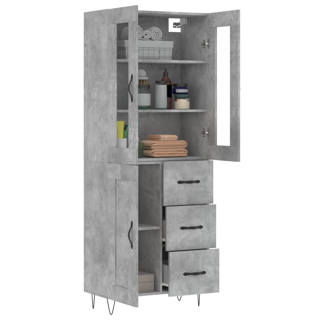 vidaXL Witrynka, szarość betonu 69,5x34x180 cm materiał drewnopochodny