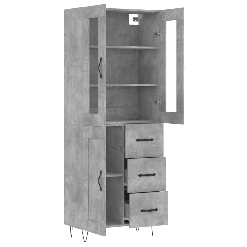 vidaXL Witrynka, szarość betonu 69,5x34x180 cm materiał drewnopochodny